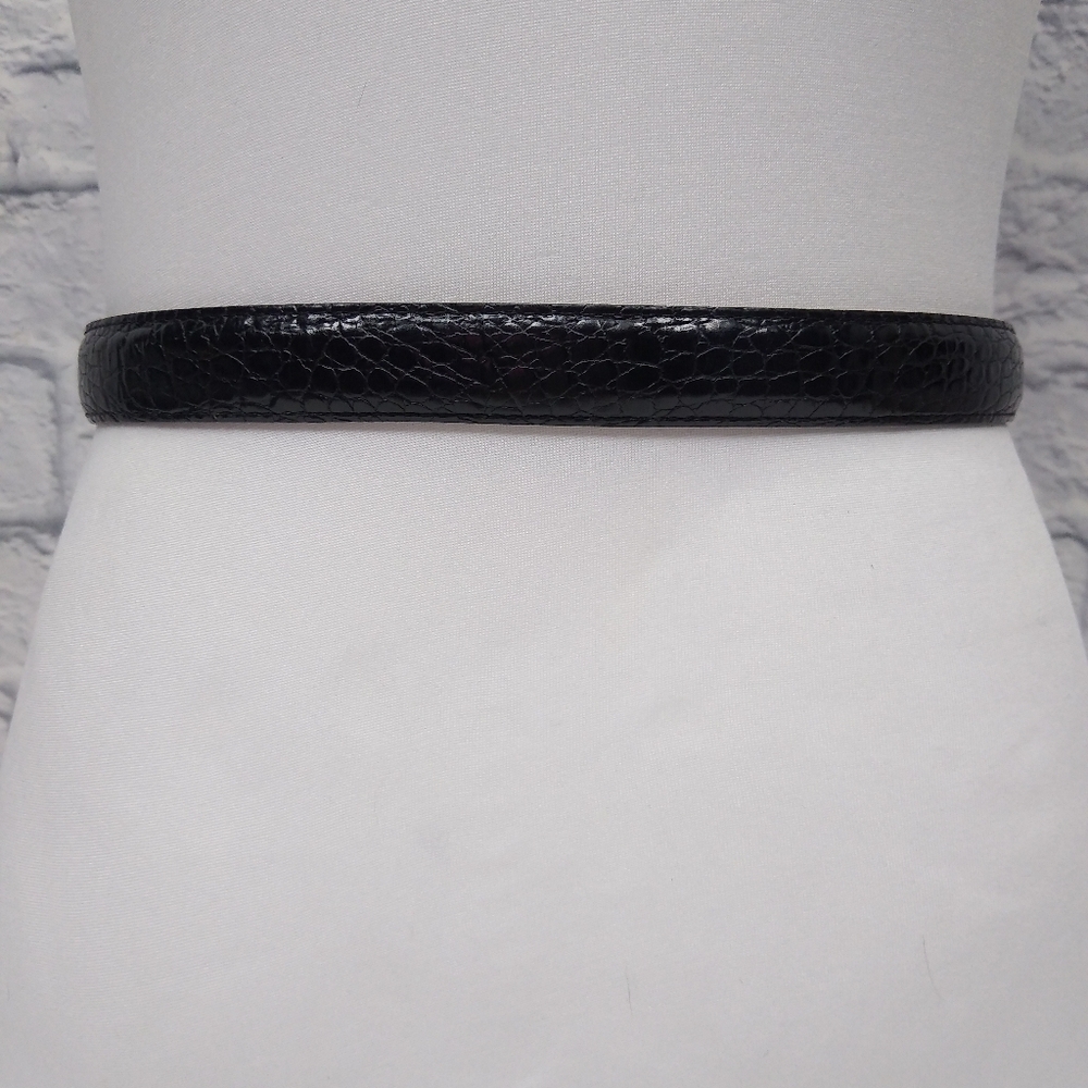 Vintage 90s Y2K Brighton Black Leather Western Style Belt M - Picture 3 of 7